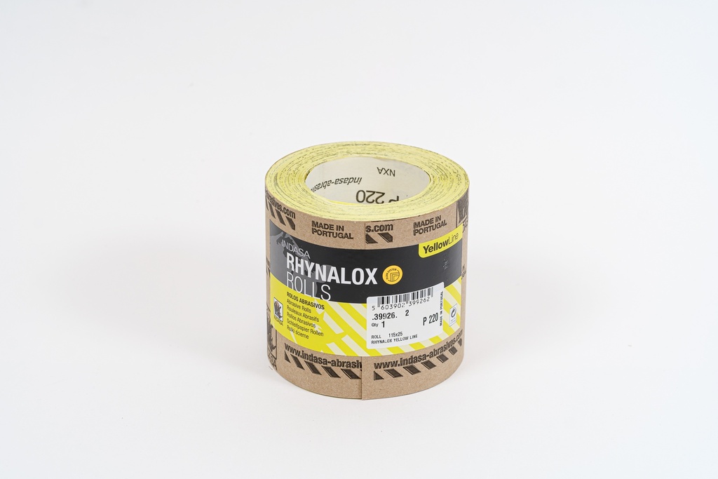 ROLLO LIJA G 220 115 MM x 25 M YELLOW LINE